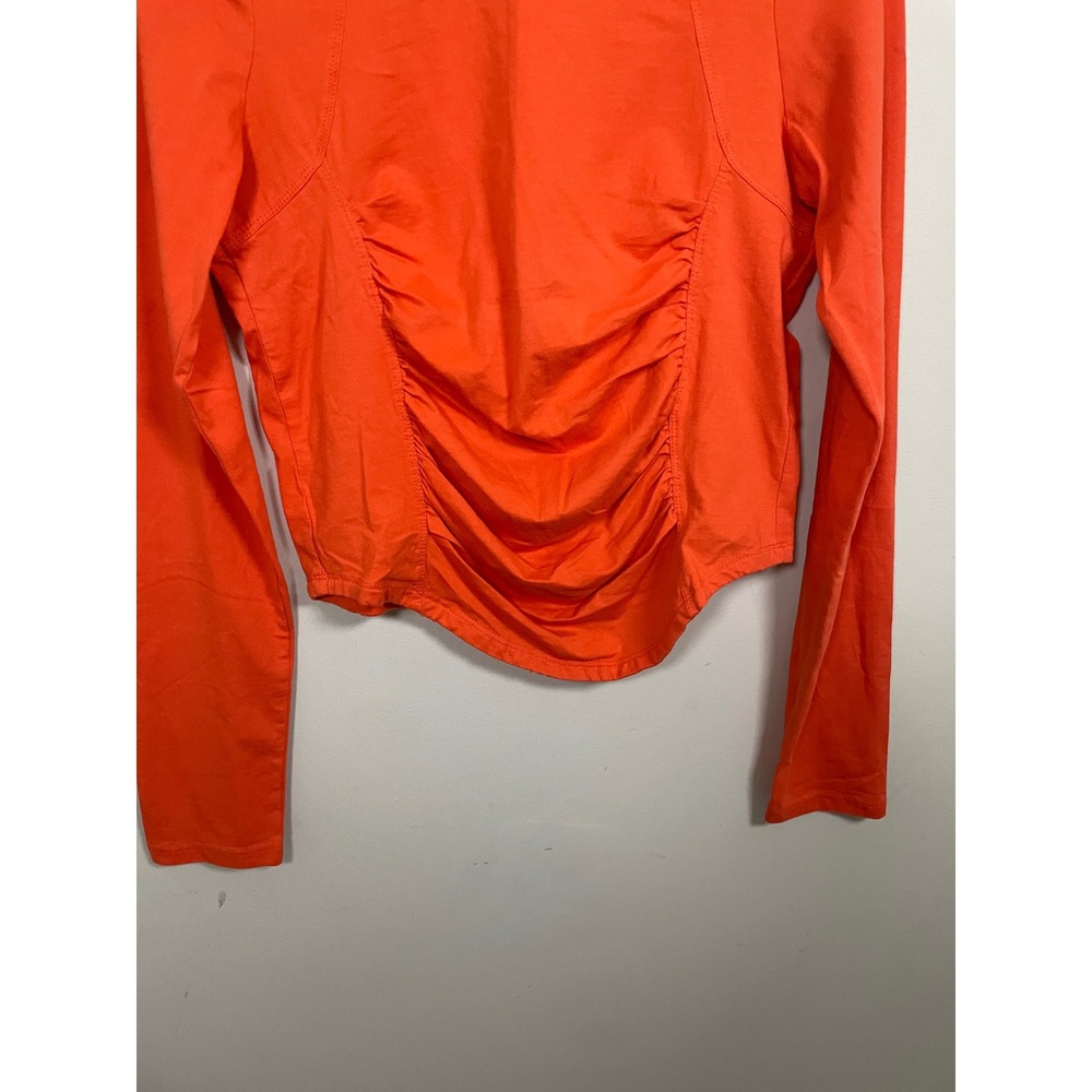 Anthropologie Daily Practice Orange Ruched Cropped Long Sleeve Size Medium - Picture 3 of 9